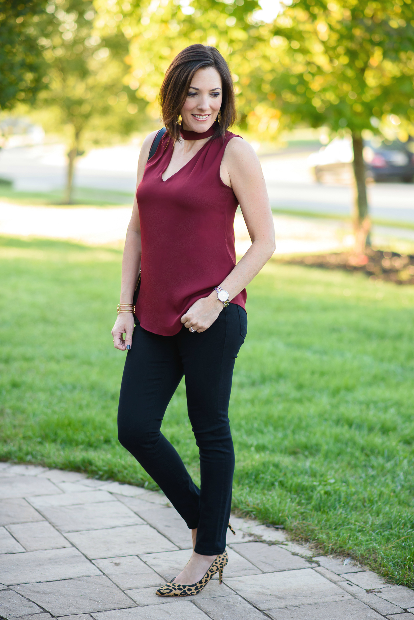 Fall Date Night Outfit: Woven Halter Top & Black Pants