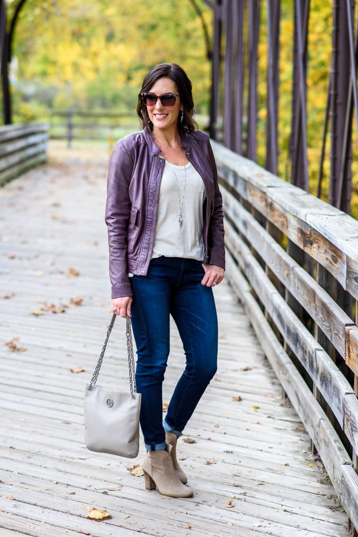 Fall Leather Jacket Outfit | Fashion Over 40