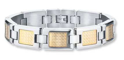 Men's 8.5" Bracelet 18K Yellow Gold Accents Stainless Steel