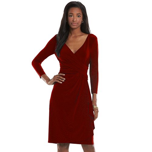 Holiday Dresses: Chaps Faux Wrap Sheath at Kohl's