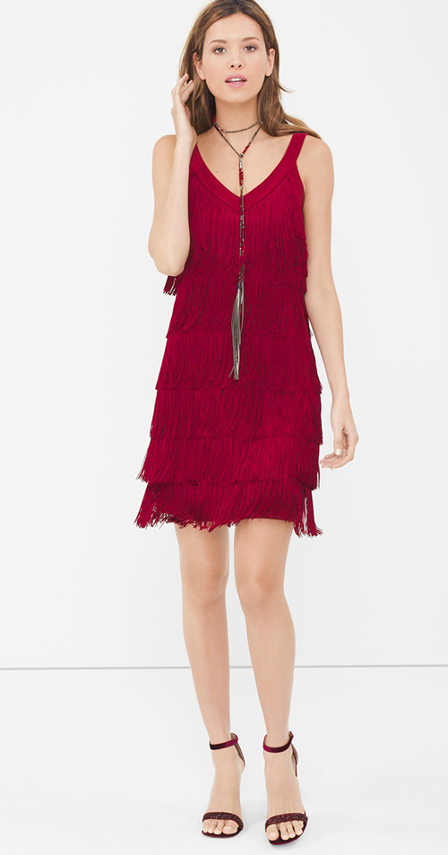 Holiday Party Dresses for 2016: Red Fringe Dress from White House Black Market