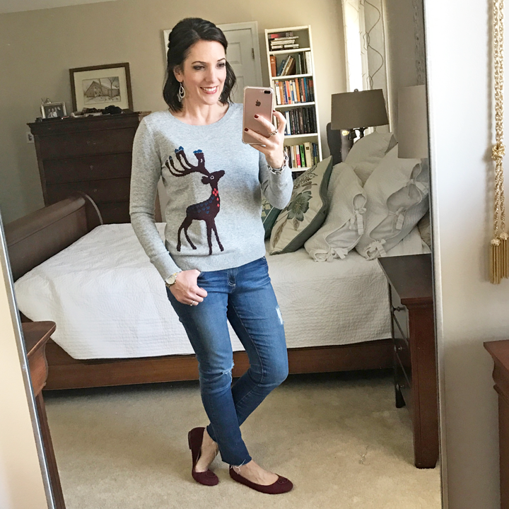 reindeer-sweater-with-distressed-jeans