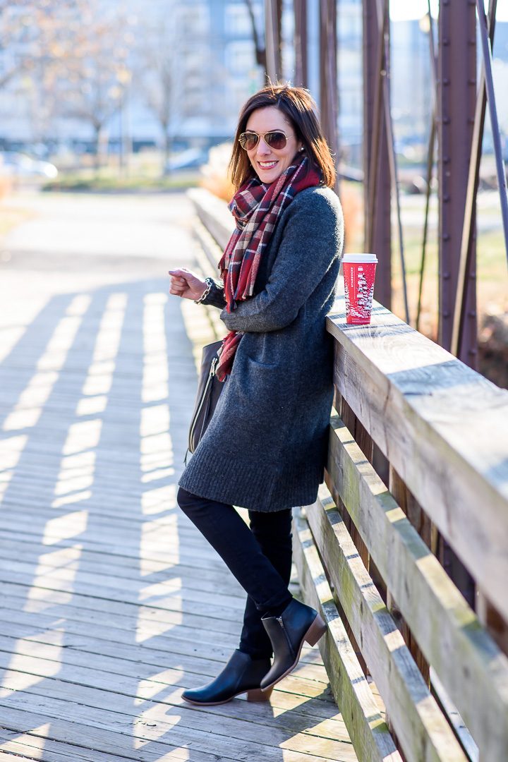 Cozy Casual Winter Outfit with Side Zip Ankle Boots from Payless