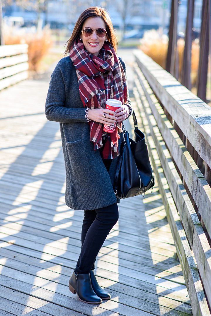 Cozy Casual Winter Outfit with Side Zip Ankle Boots from Payless