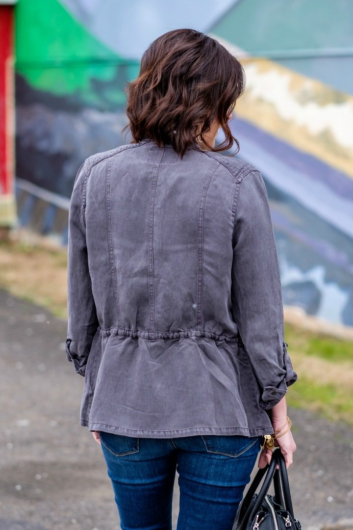 Spring Transitional Style with Lucky Brand Collarless Military Jacket