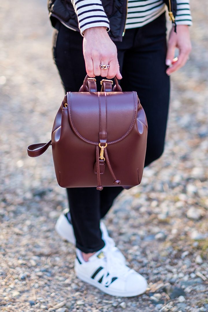 Go hands-free with the Sole Society Kylie Backpack in Oxblood!