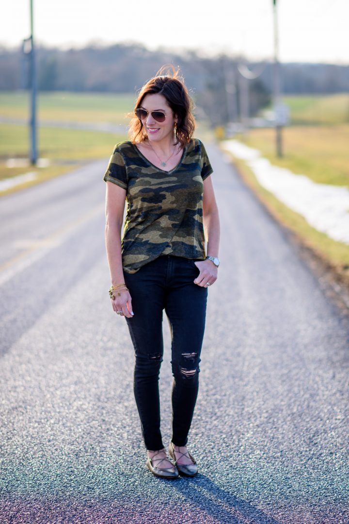 Camo Tee Outfit for Spring
