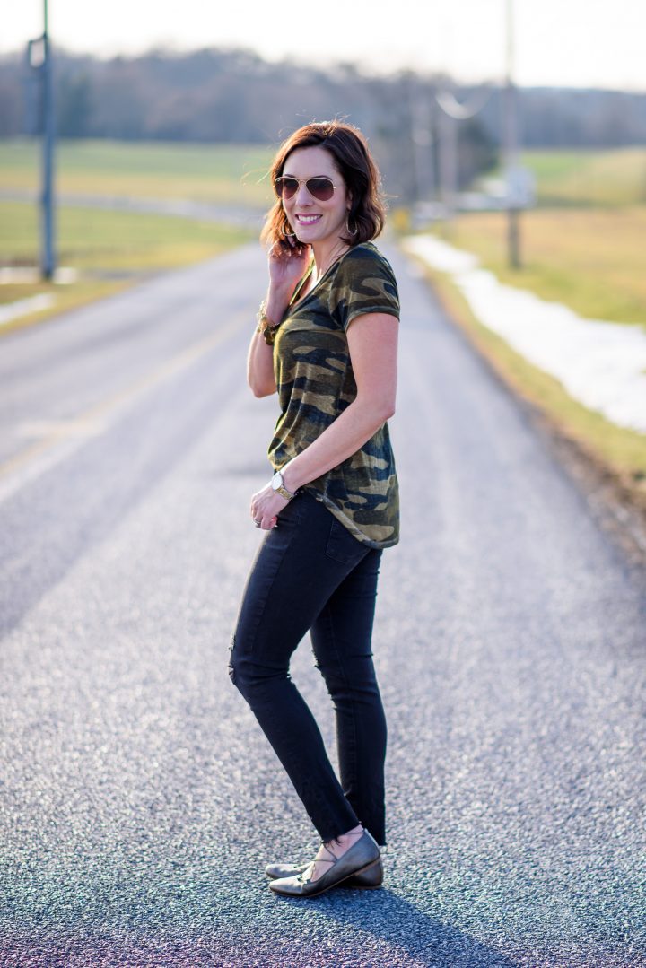 Camo Tee Outfit for Spring