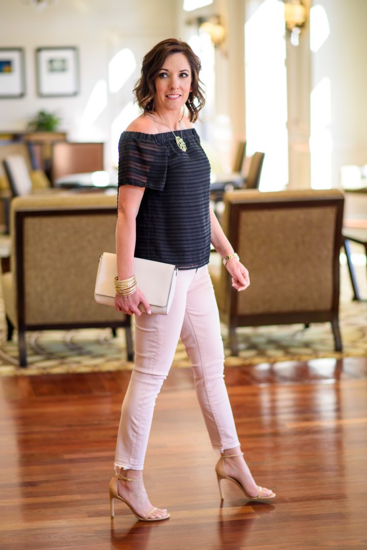 Spring/Summer Date Night Outfit with Pink Jeans
