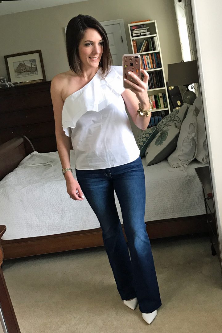 white heels with jeans