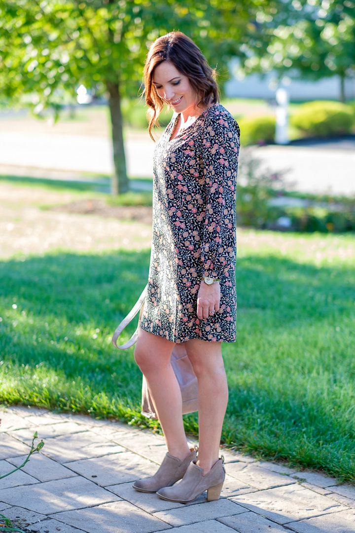 shift dress with booties